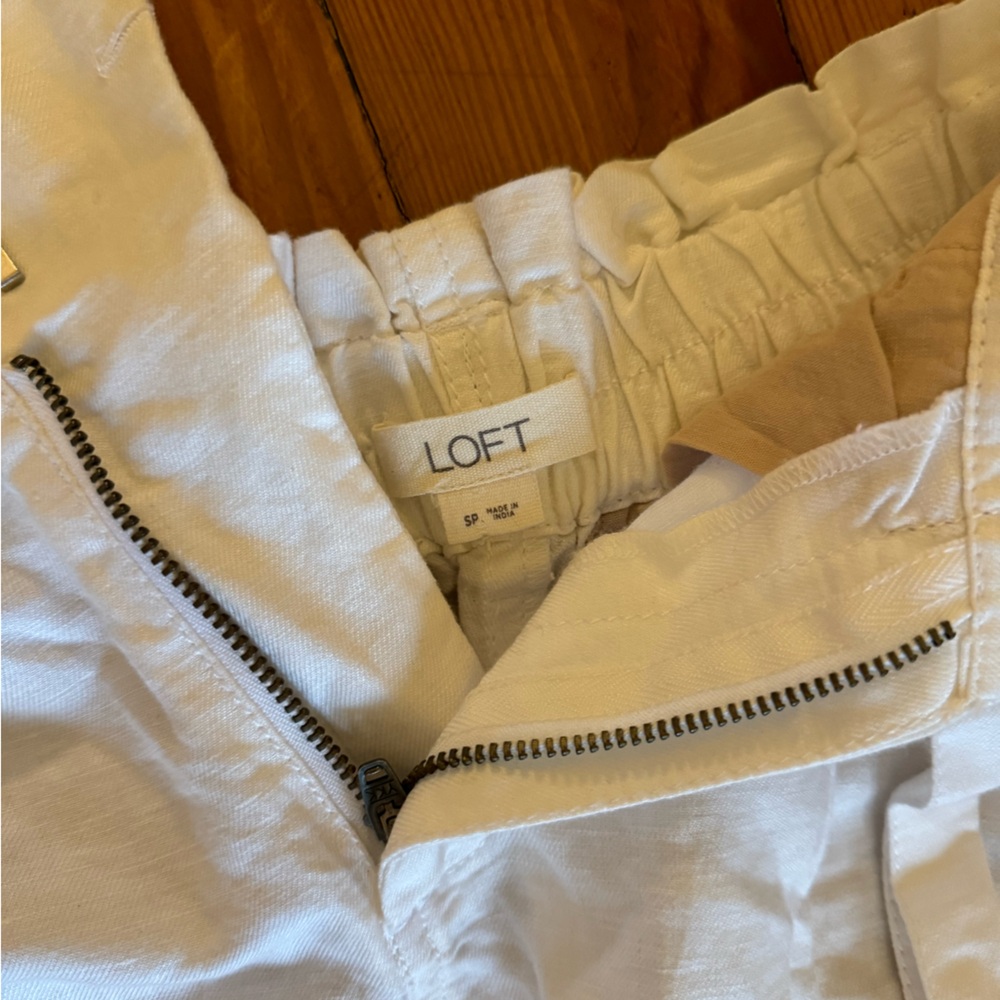 Small Loft White Linen Pant